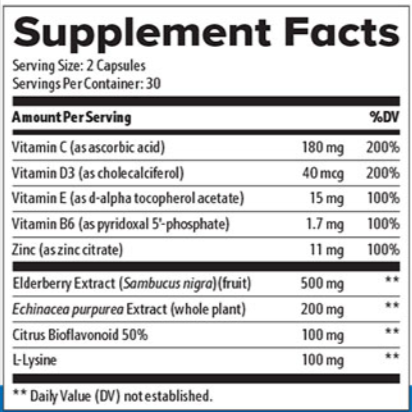 Herpafend Supplement facts